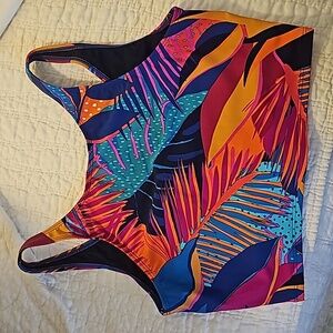 Skinnydippers Miraclesuit Swimsuit Top Tropical Design Size Large NWT